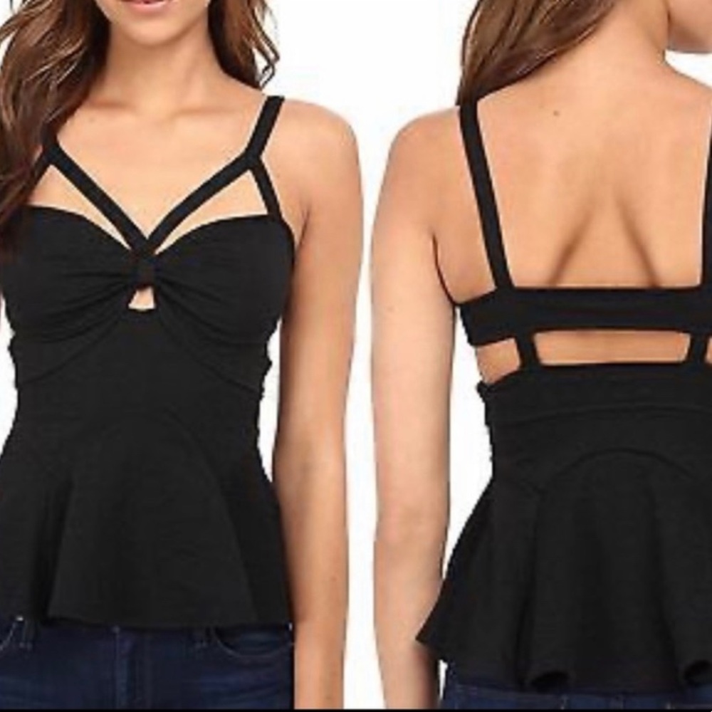FREE PEOPLE CUT OUT PEPLUM TOP - Size XS